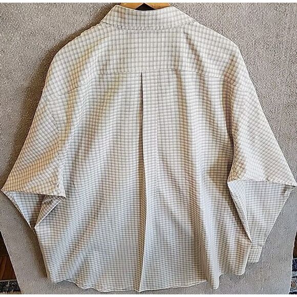 Roundtree & Yorke Longsleeve Shirt Mens 3XT Tall Gold Label Non Iron Beige Plaid - Picture 3 of 12
